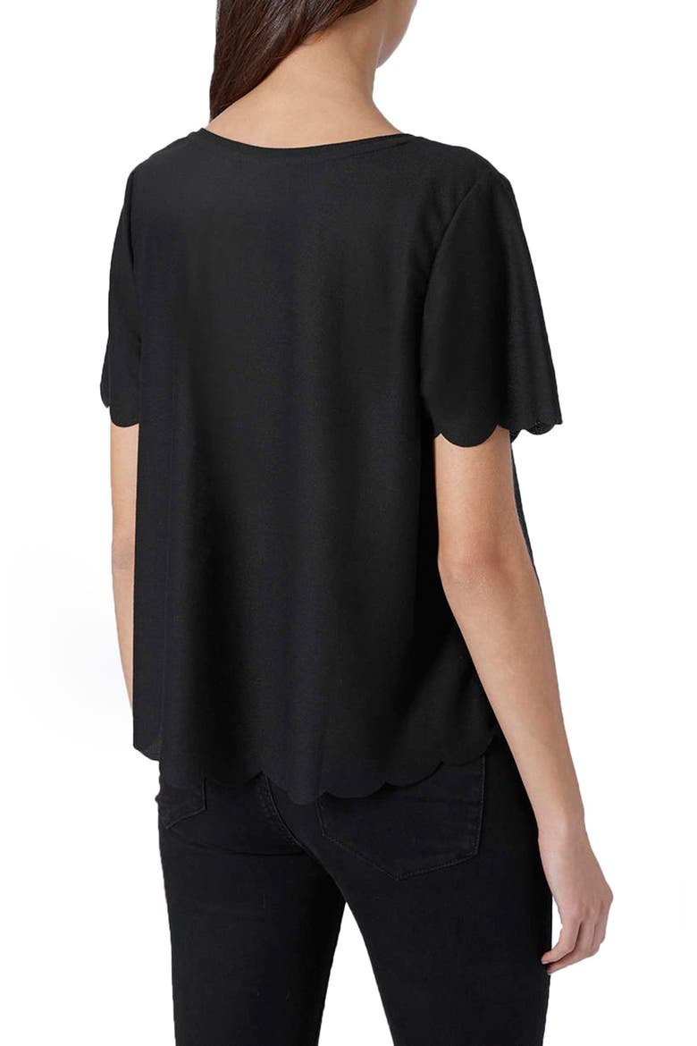 Scallop Hem Tee, Alternate, color, BLACK