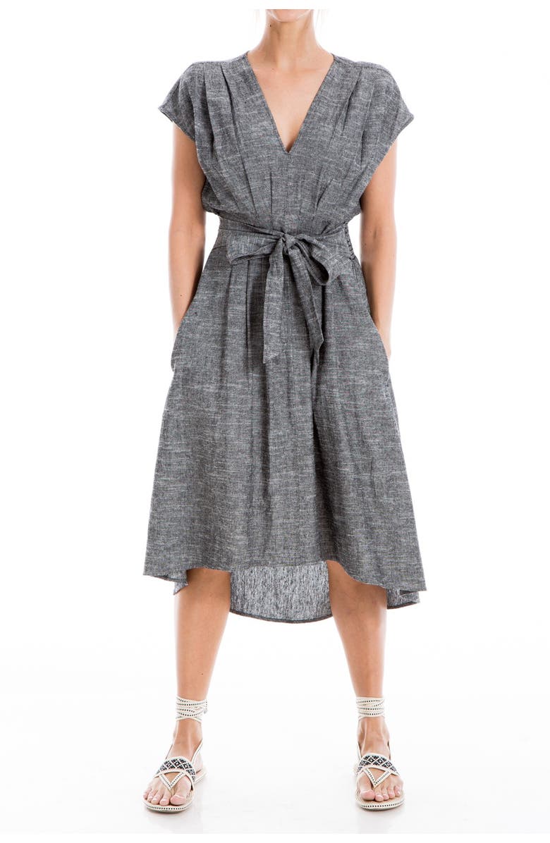 MAX STUDIO V-Neck Waist Tie Dress, Main, color,