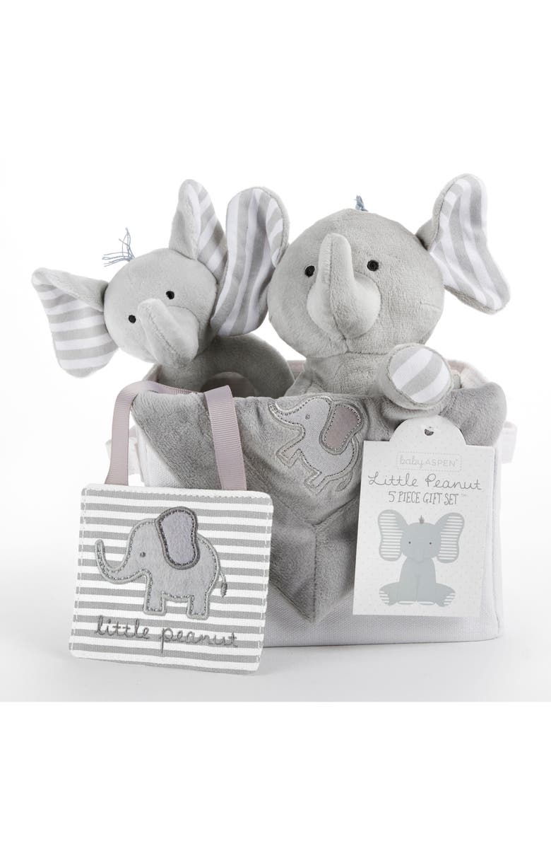Baby Aspen Little Peanut Elephant 5-Piece Gift Set, Main, color,