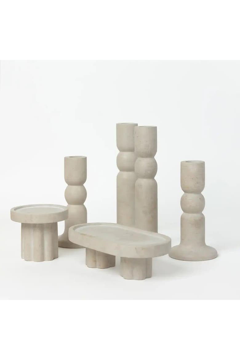Stone Taper Candle Holders Set of Two, Alternate, color, Natural