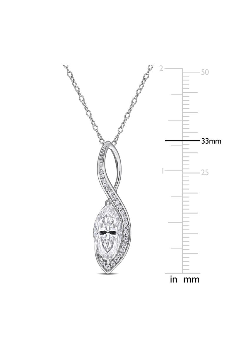Moissanite Wave Drop Pendant Necklace Sterling Silver, Alternate, color, Sterling Silver