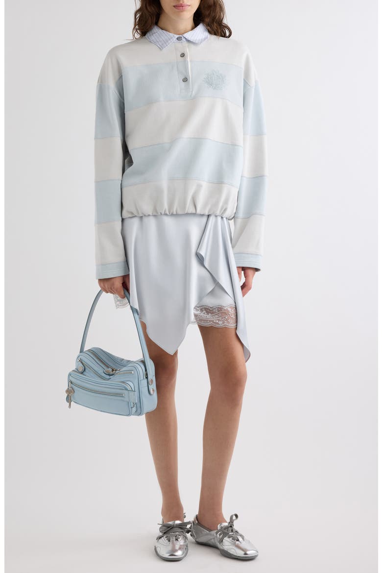 Stripe Polo Sweatshirt, Alternate, color, LIGHT BLUE/ GREY
