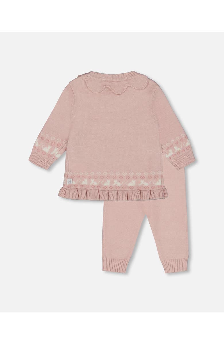 Deux par Deux Girl Knitted Top and Pant Set, Alternate, color, Light Pink