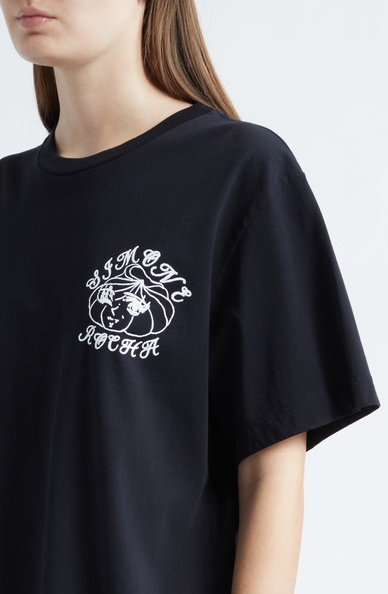 Simone Rocha Dim Sum Logo Print T-Shirt, Alternate, color, Black/ White
