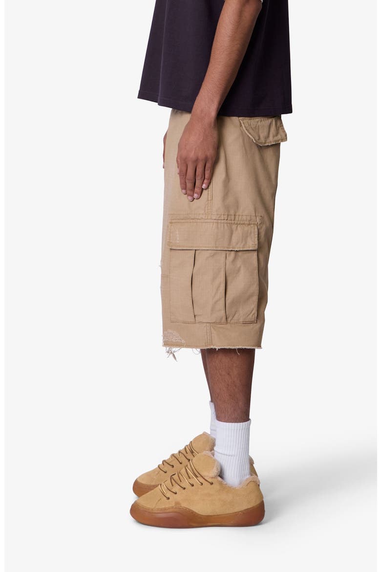 Baggy Distressed Cargo Shorts, Alternate, color, WASHED KHAKI