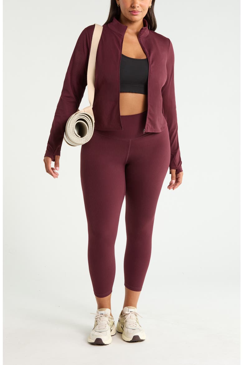 Thrive Rib Full Zip Jacket, Alternate, color, BURGUNDY STEM