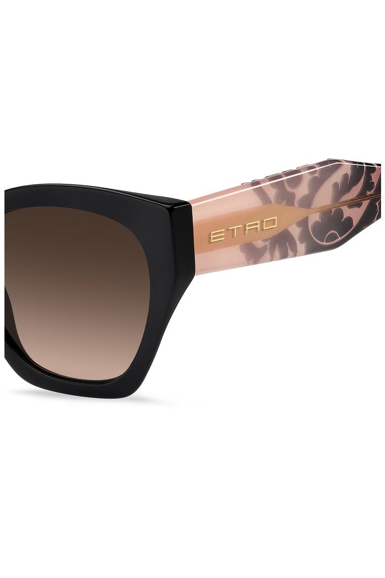 55mm Rectangular Cat Eye Sunglasses, Alternate, color, BLACK BURGUNDY/ BROWN SF