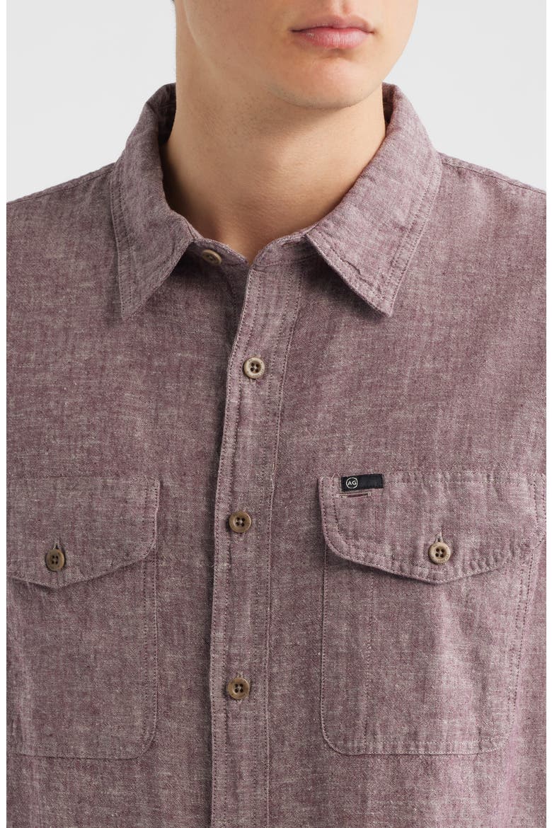 Miller CPO Linen & Cotton Button-Up Shirt, Alternate, color, SIERRA CURRANT