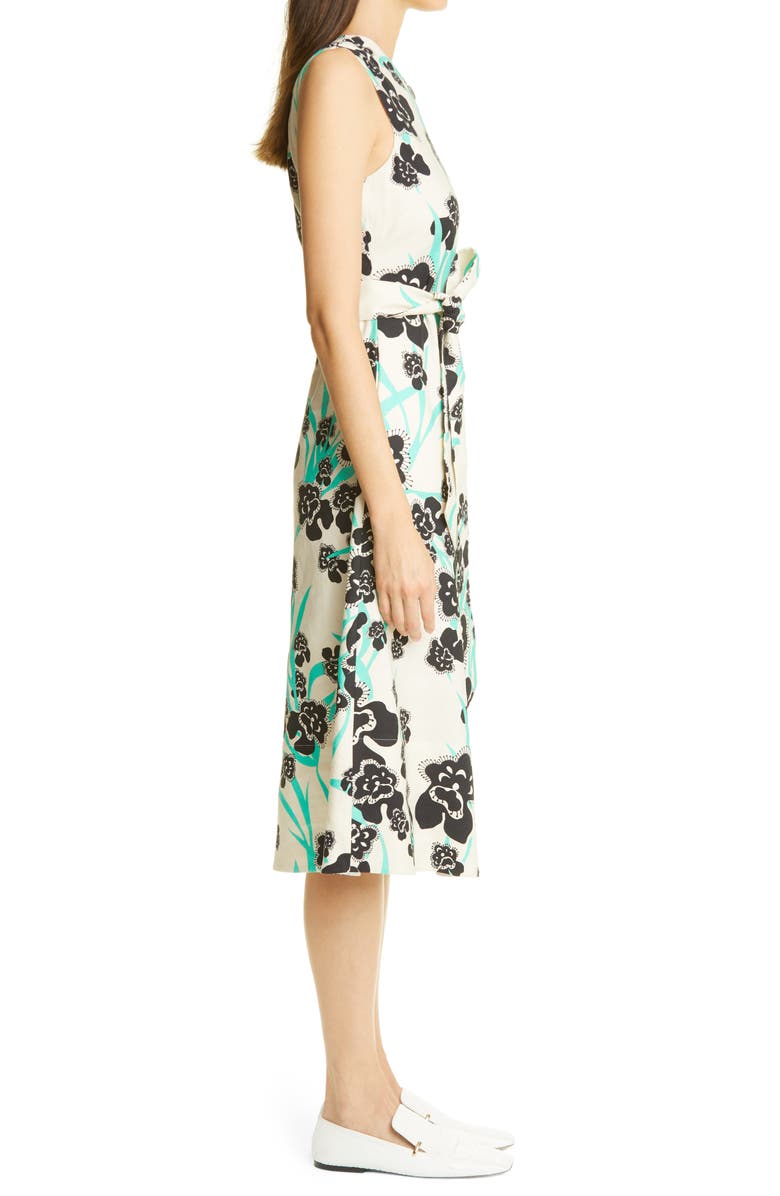 St. John Collection Belted Stretch Twill A-Line Dress, Alternate, color, 