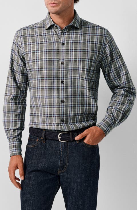 Plaid Cotton Sport Shirt