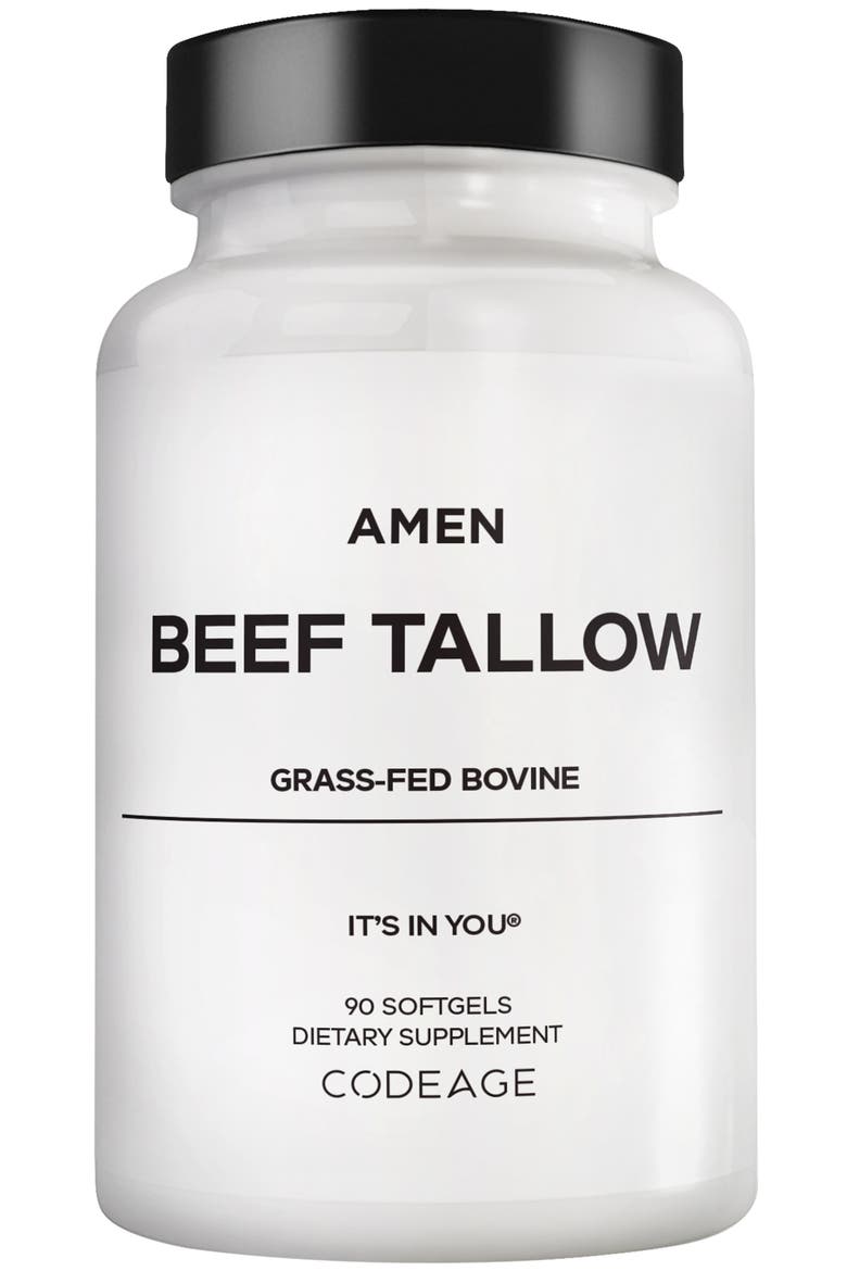 Beef Tallow, Grass-Fed Bovine Tallow Nutrients, Whole-Food Paleo, Skin Support, Main, color, White