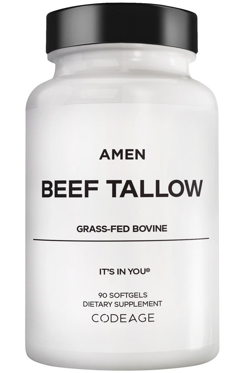 Amen Beef Tallow, Grass-Fed Bovine Tallow Nutrients, Whole-Food Paleo, Skin Support, Main, color, White