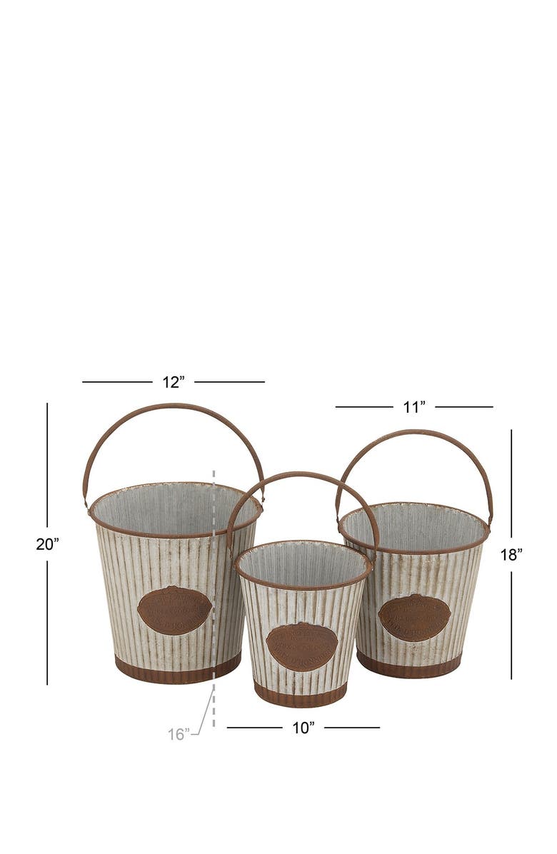 SONOMA SAGE HOME Silvertone Metal Indoor Outdoor Planter with Handles - Set of 3, Alternate, color, 