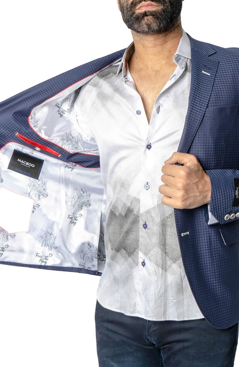 Maceoo Socrates Check Stretch Wool Blend Blazer, Alternate, color, Blue