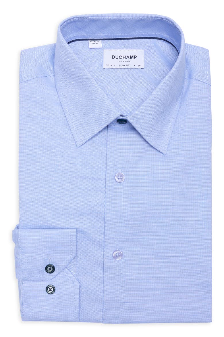 Slim Fit Textured Stretch Cotton Dress Shirt, Alternate, color, BLUE