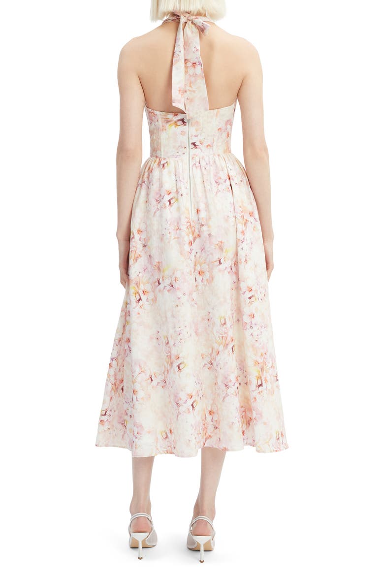 Kylen Ramie Halter Midi Dress, Alternate, color, PINK FLORAL