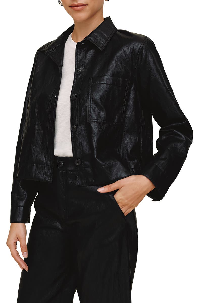 Bella Dahl Crop Faux Leather Jacket, Alternate, color, Black