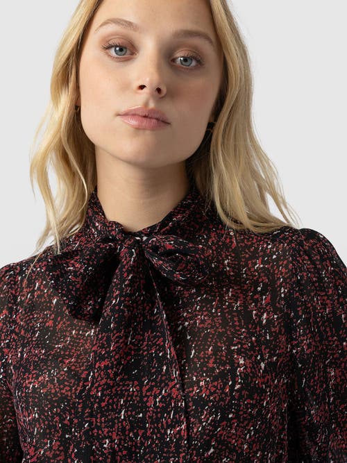 Saint + Sofia Paxton Pussybow Blouse In Brown