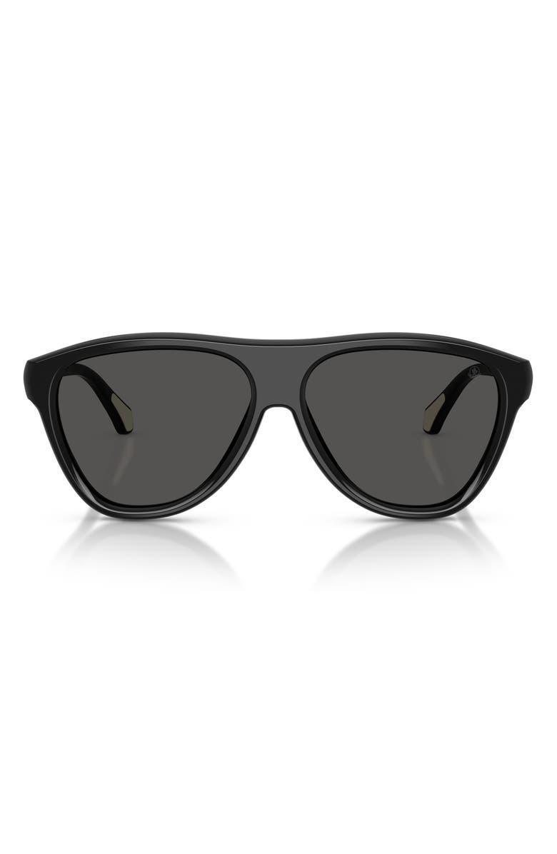 Moncler Incline 59mm Pilot Sunglasses, Main, color, Shiny Black / Solid Grey