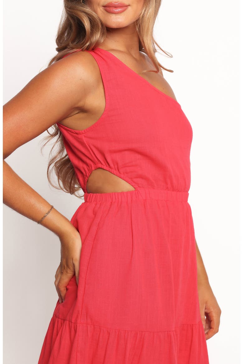 Teresa One-Shoulder Cutout Cotton Midi Dress, Alternate, color, RED