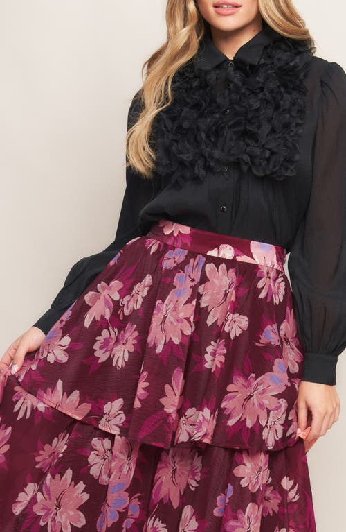 Flying Tomato Floral Layered Maxi Skirt In Burgundy