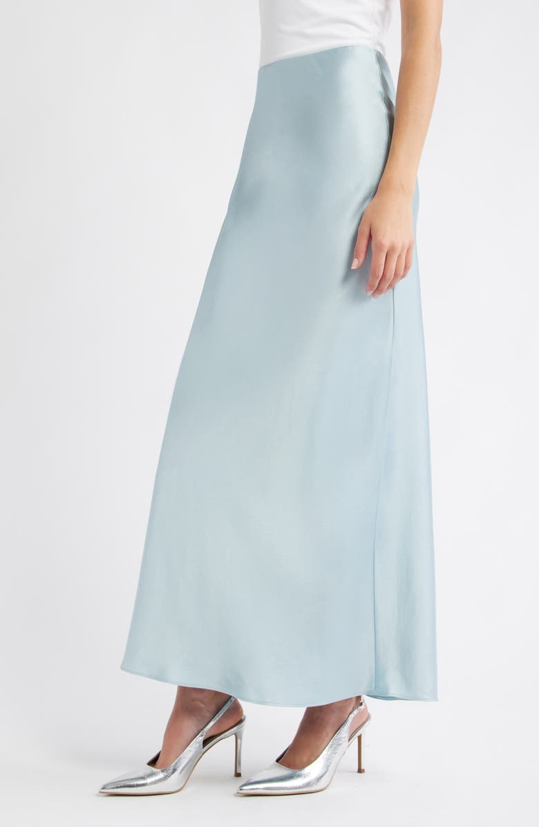 Open Edit Satin Maxi Skirt, Alternate, color, Blue Cloud