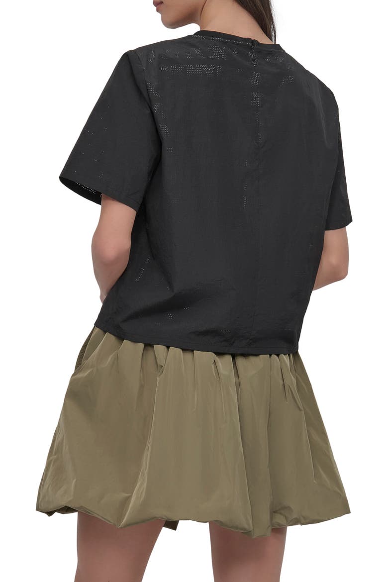 Peforated Logo Boxy Nylon T-Shirt, Alternate, color, BLACK