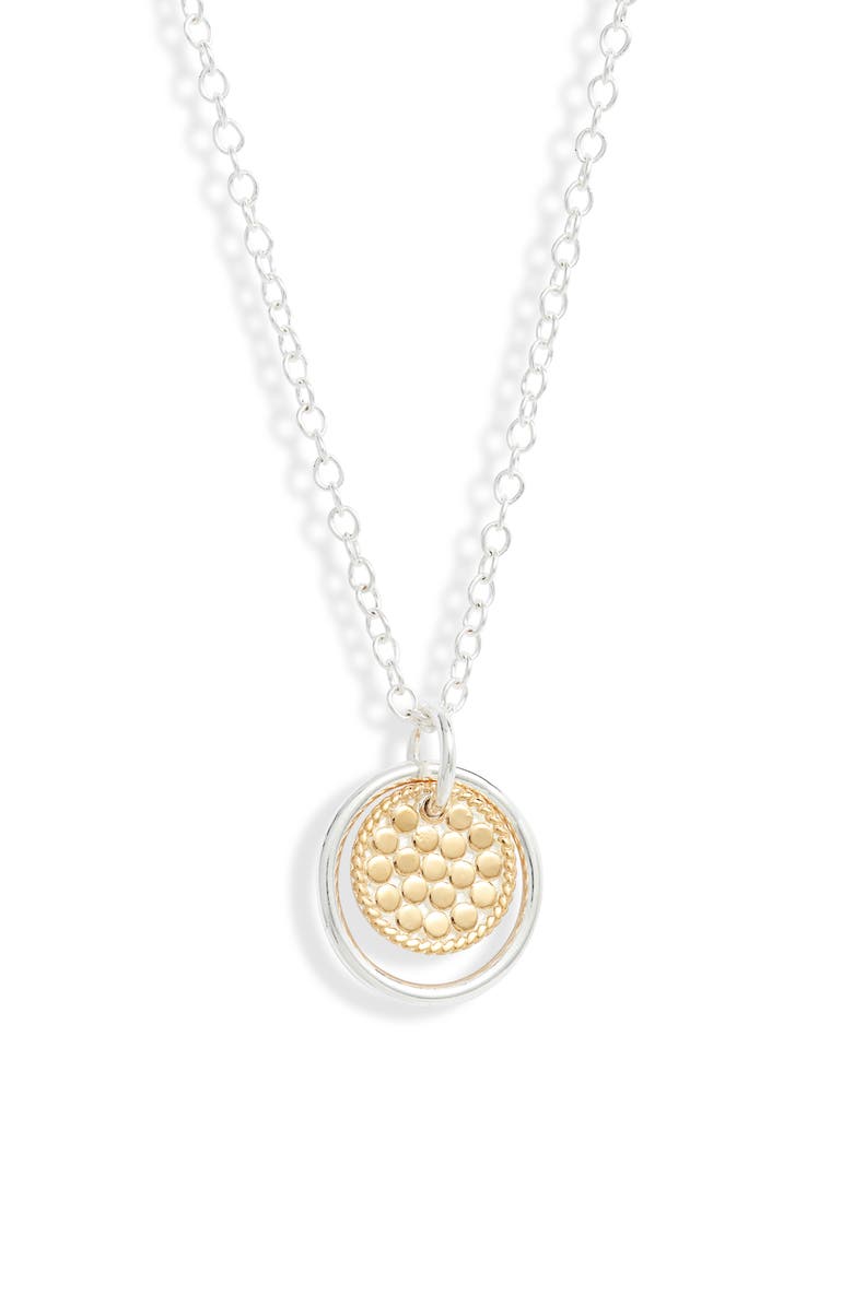 Anna Beck Smooth Dome Ring & Dotted Disc Pendant Necklace, Main, color, Gold/ Silver