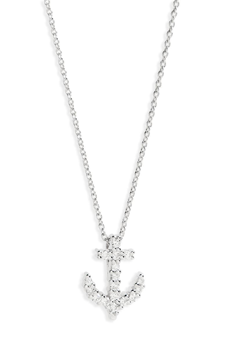 Roberto Coin 'Tiny Treasures' Anchor Charm Pendant Necklace, Main, color,