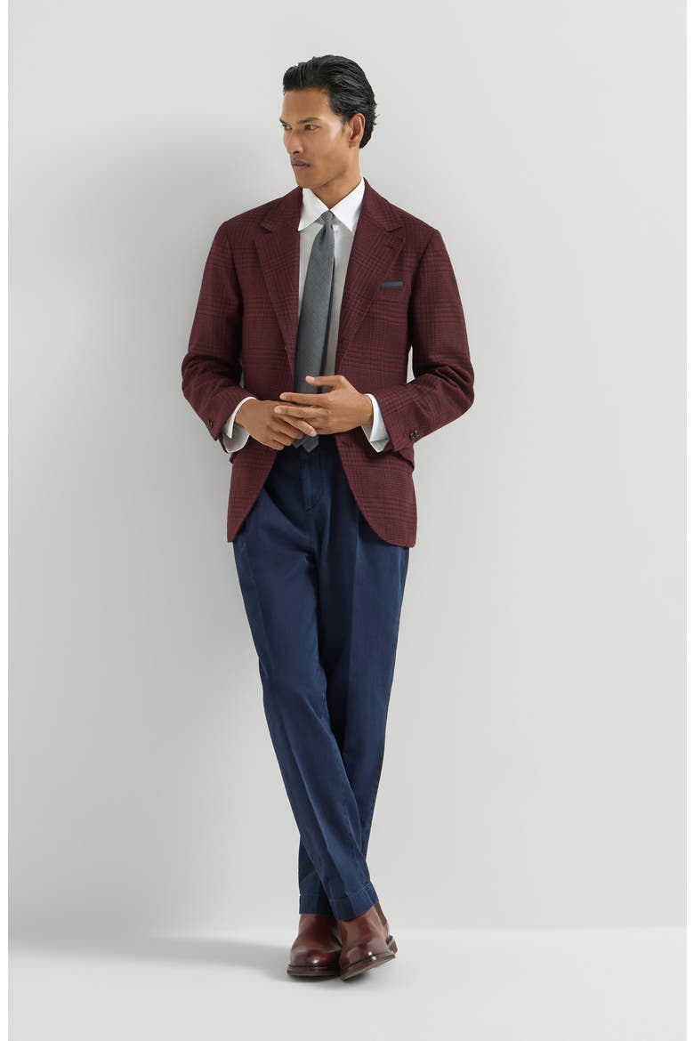 Cashmere Prince of Wales deconstructed Cavallo blazer, Alternate, color, Burgundy