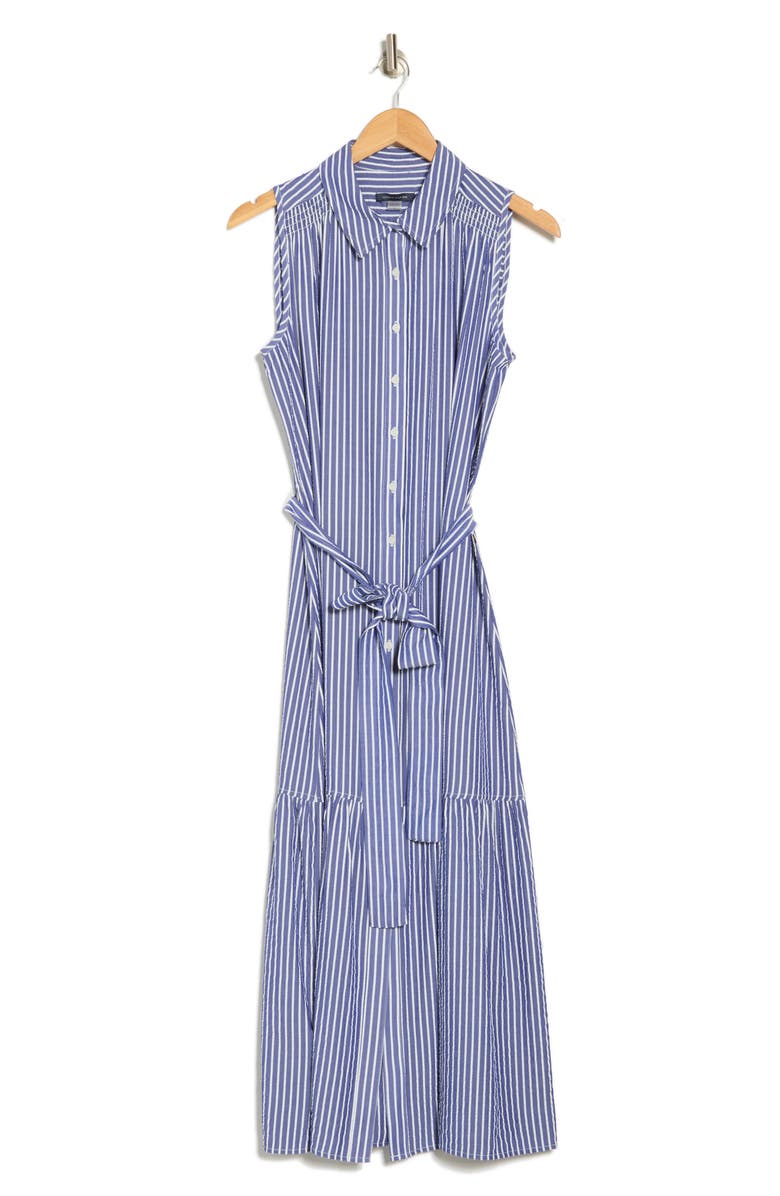 Tommy Hilfiger Seersucker Tie Waist Maxi Shirtdress, Alternate, color,