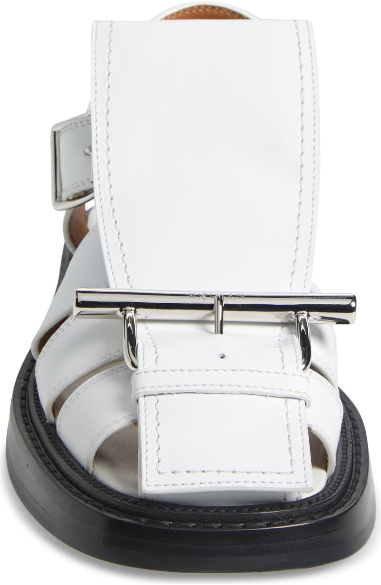 McQueen T-Bar Fisherman Sandal, Alternate, color, White/ Silver