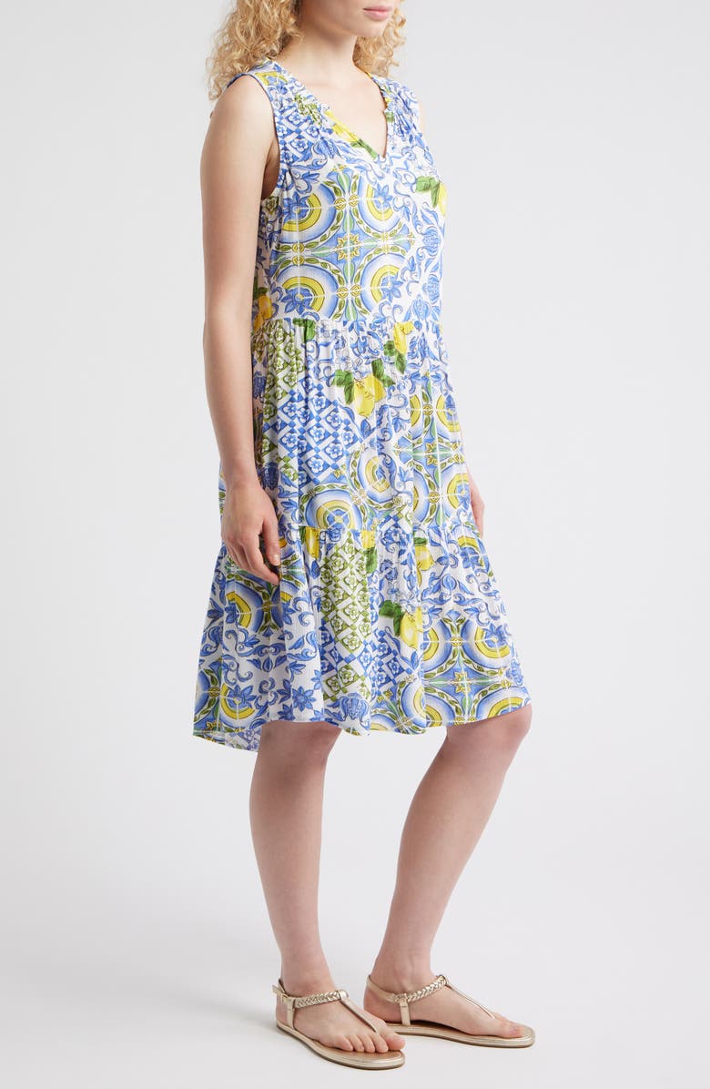 beachlunchlounge Bella Dot Print Tiered Dress, Alternate, color, Lemon Zest