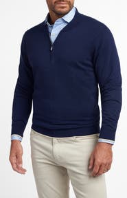 David Donahue Skipper Cotton & Silk Blend Quarter Zip Sweater