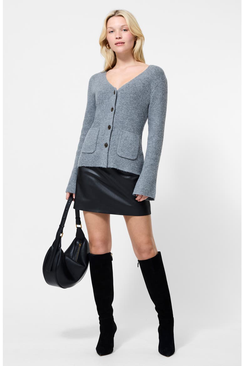 Ellie V-Neck Cardigan, Alternate, color, MID GREY MELANGE
