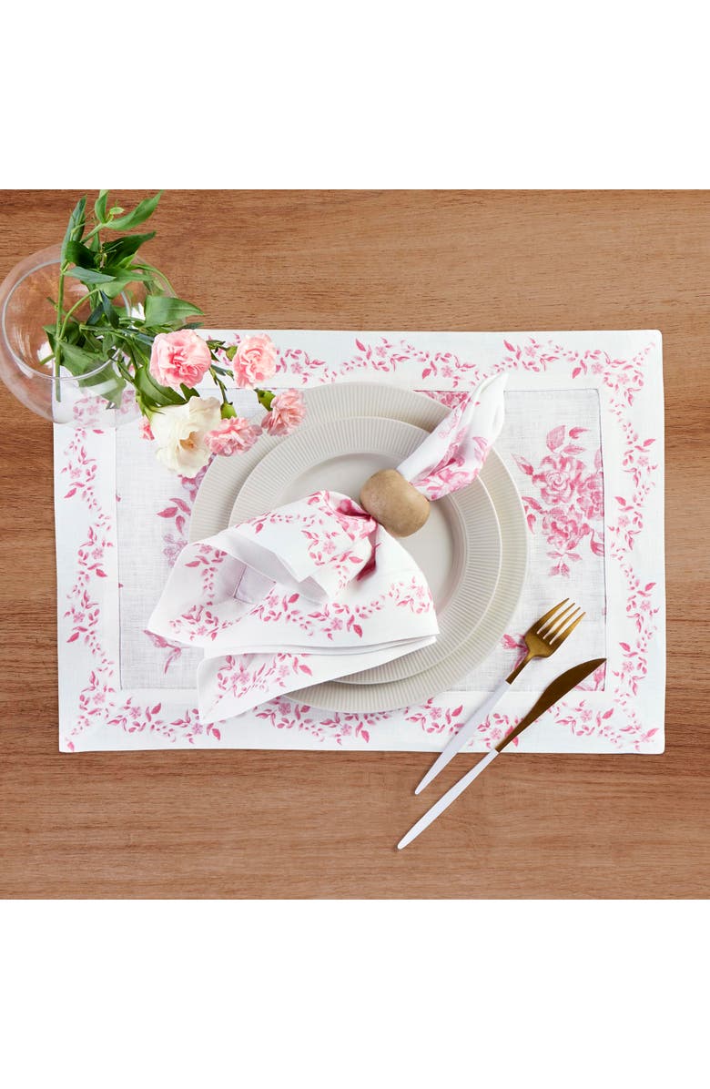 Solino Home Linen Dinner Napkins - Jolie Fleur, 20" x 20" Inch, Alternate, color, Pink Floral