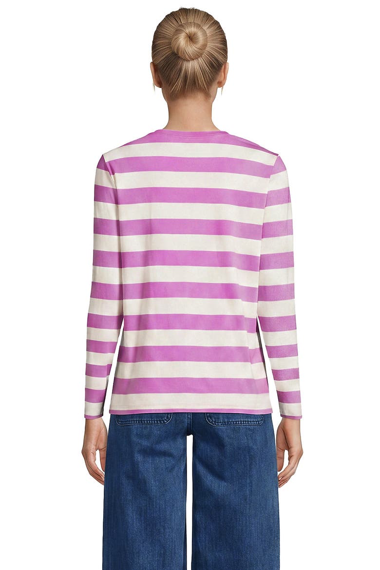 Tall Supima Cotton Long Sleeve V-Neck T-Shirt, Alternate, color, Ivory/Aster Pink Bold Stripe