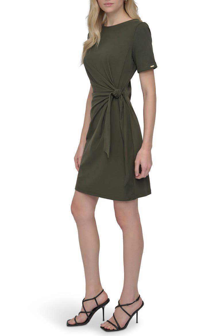 Faux Wrap Dress, Alternate, color, FATIGUE