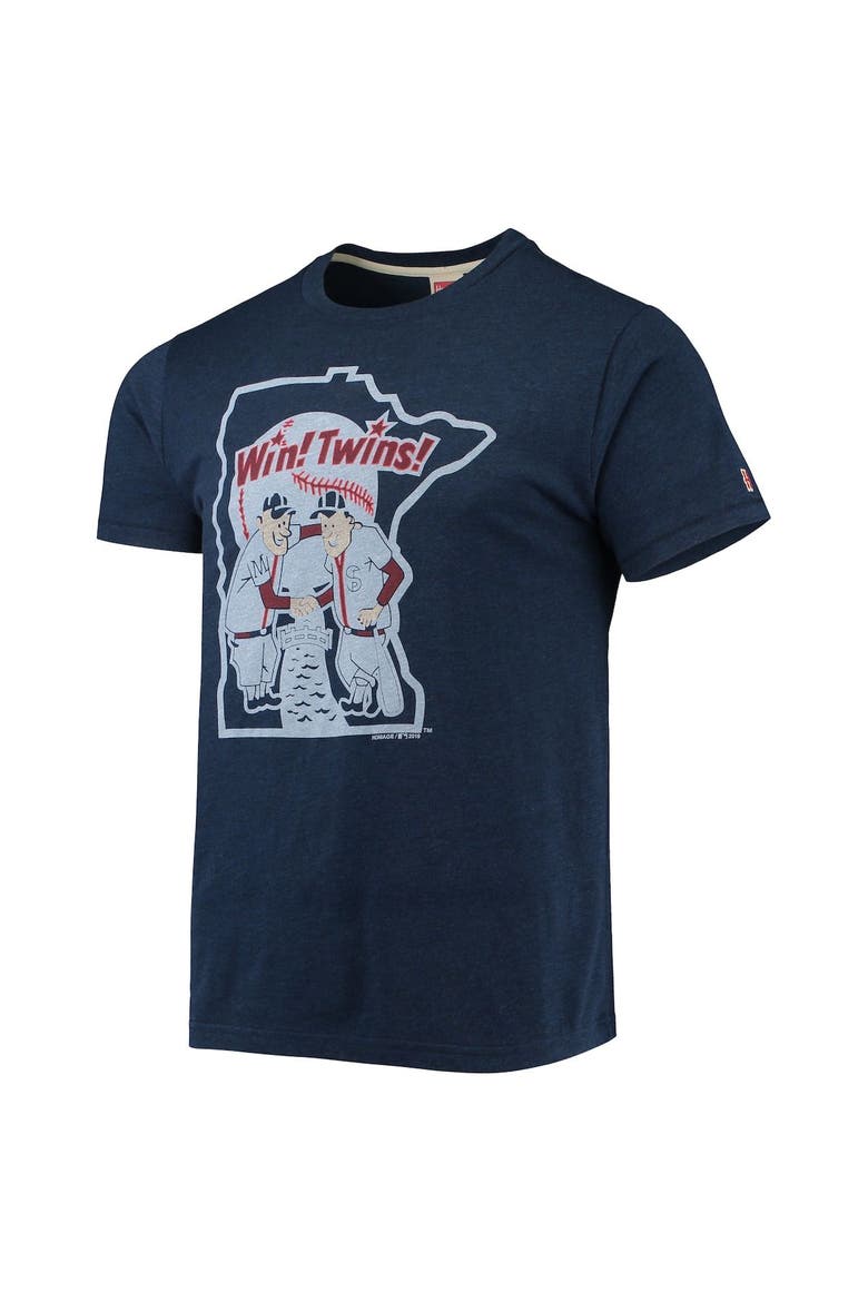Men's Homage Navy Minnesota Twins Hand-Drawn Logo Tri-Blend T-Shirt, Alternate, color, Navy