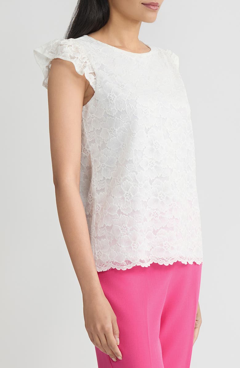 KASPER Lace Flutter Sleeve Top, Alternate, color,