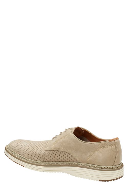 Johnston & Murphy Upton Perforated Plain Toe Derby In Taupe Nubuck
