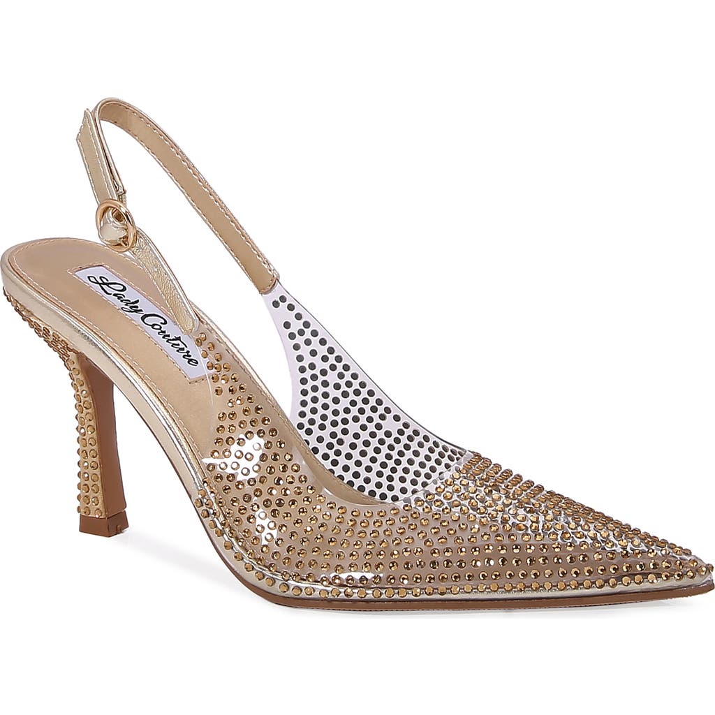 Lady Couture Clear Rhinestone Slingback Pump In Gold