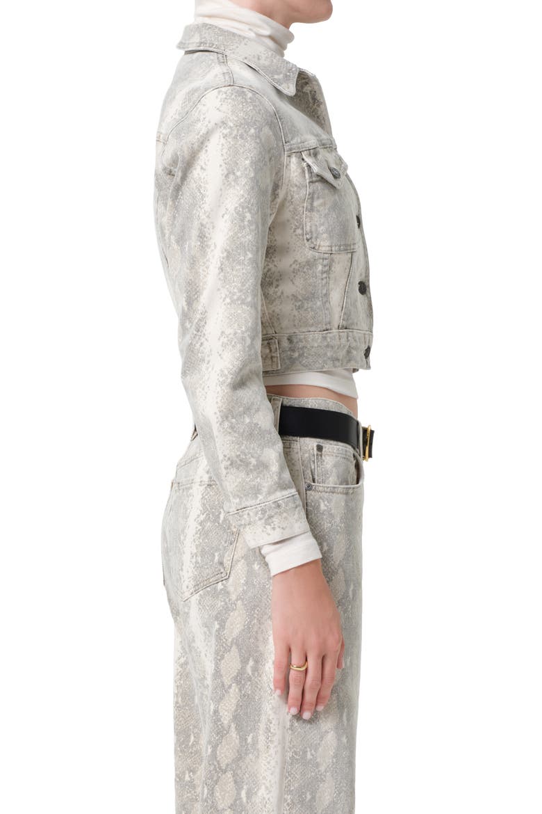 Charisse Shrunken Denim Jacket, Alternate, color, PYTHON SNAKE P