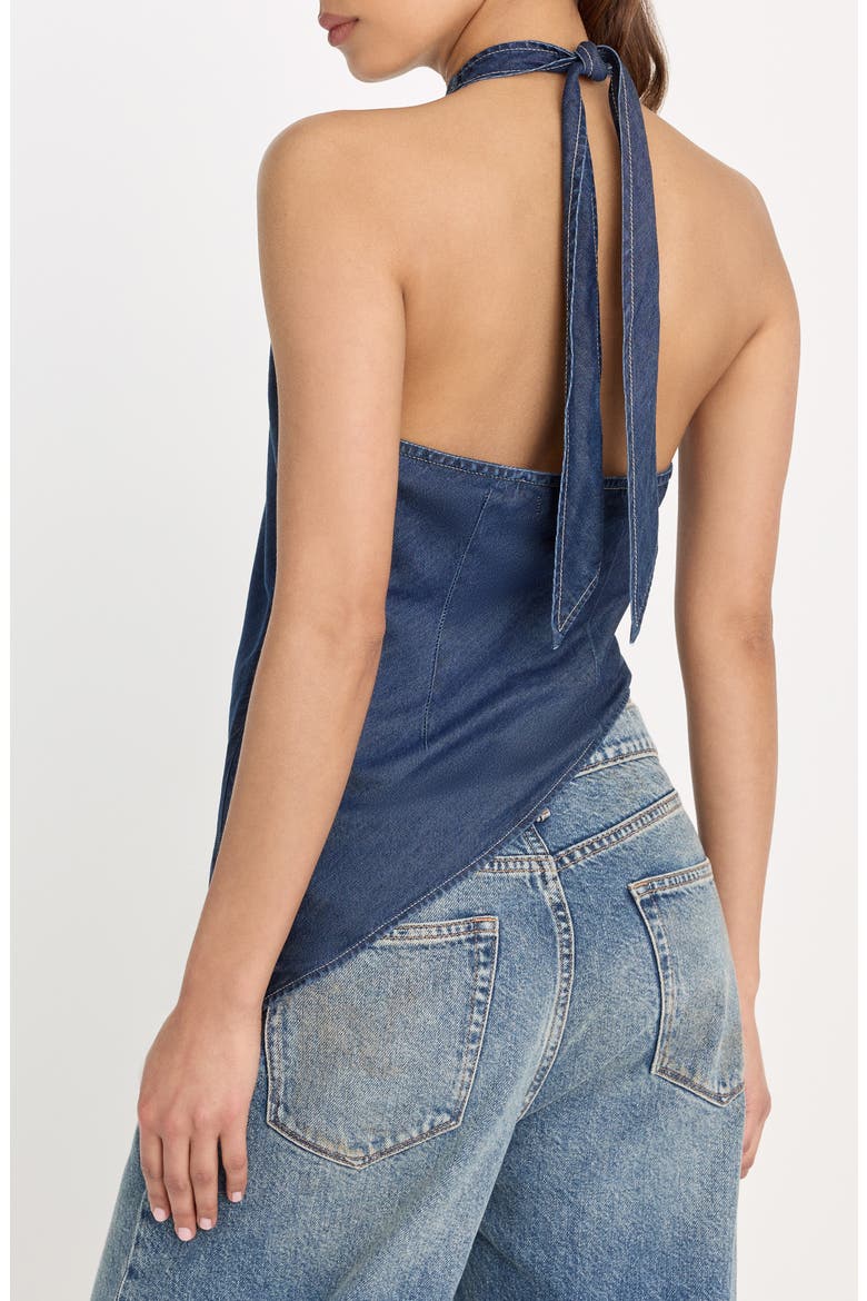 Asymmetric Hem Halter Top, Alternate, color, INDIGO1187