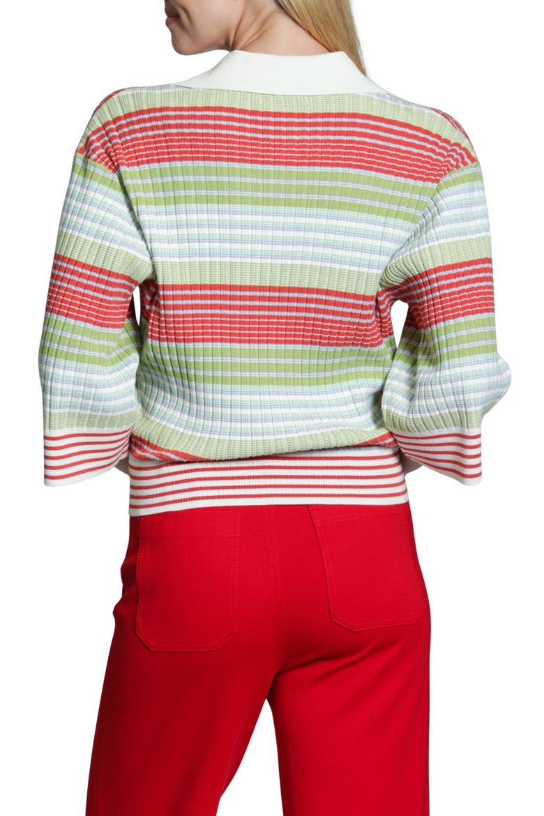 Ribbed Stripe Polo, Alternate, color, OLIVE MULTI