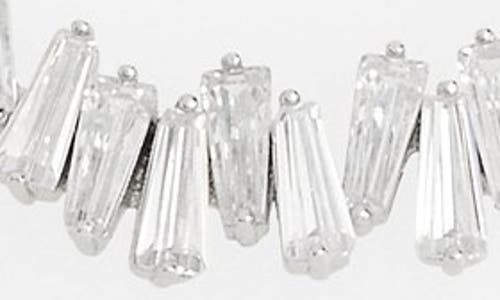 Cz By Kenneth Jay Lane Baguette Cluster Cubic Zirconia Frontal Necklace In Silver
