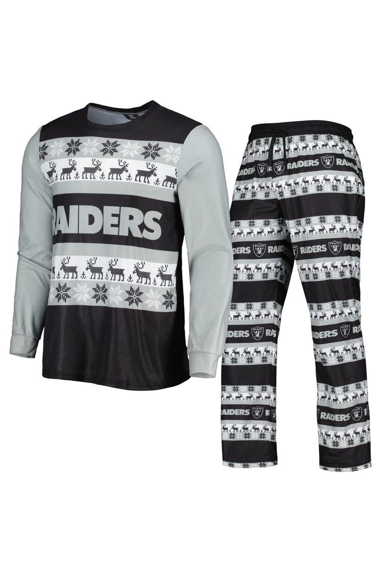 Men's FOCO Black Las Vegas Raiders Team Ugly Pajama Set, Main, color, Black