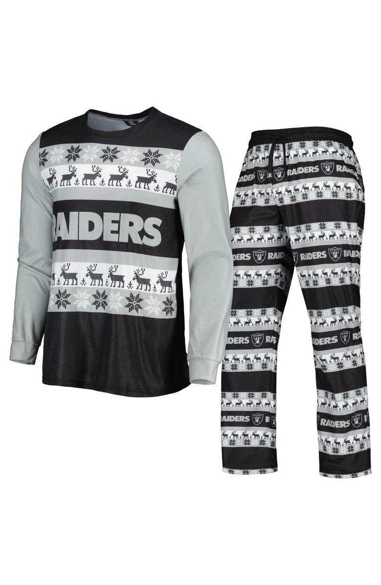 FOCO Men's FOCO Black Las Vegas Raiders Team Ugly Pajama Set, Main, color, 