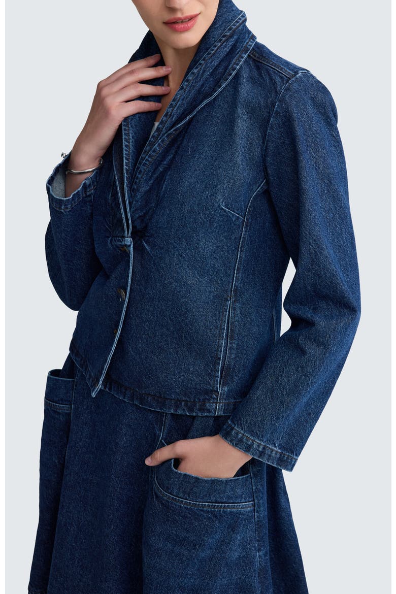 Indie Shawl Collar Denim Jacket, Alternate, color, Indigo Denim