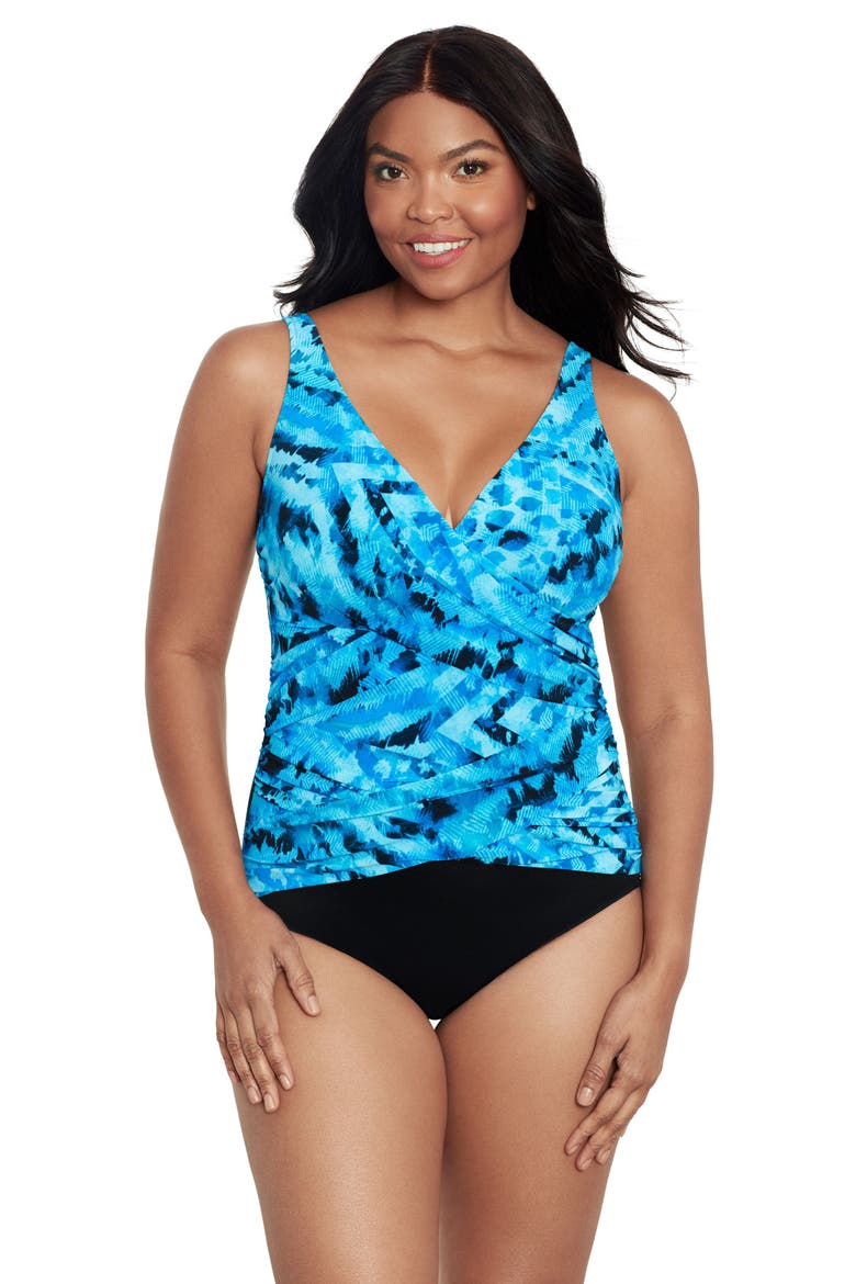 Megan V-Neckline One-Piece Swimsuit, Main, color, Reverberate
